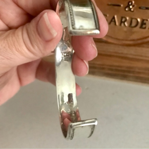 Sterling Cuff with sleeping beauty Turquoise signed marked SS - Picture 9 of 9